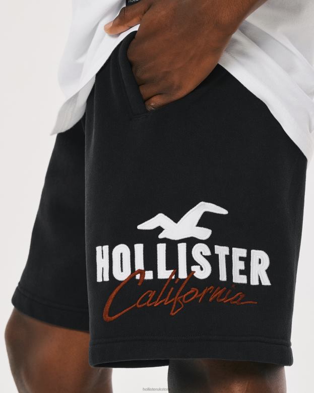 Bottoms Hollister Men Logo Graphic Fleece Shorts 9\\ 488201239 Black